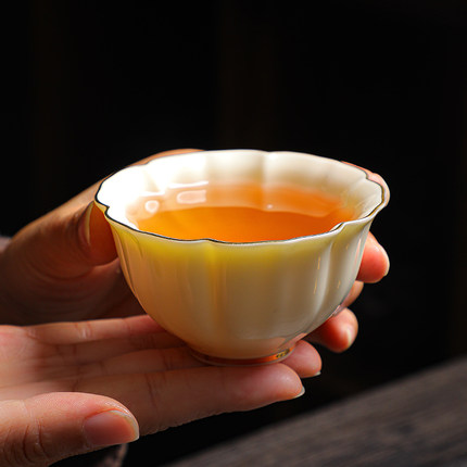 凌胜宝石黄茶杯单杯功夫茶具品茗杯主人杯家用单个喝茶小号茶盏碗