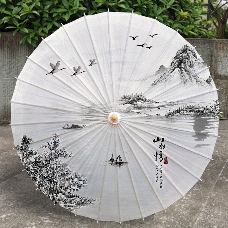 油纸伞古风女复古传统桐油纸伞防雨防晒男实用汉服仿古【水墨风】