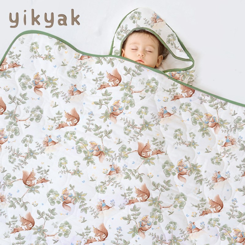 yikyak婴幼儿竹棉夹棉盖被四季盖毯被子宝宝空调被透气