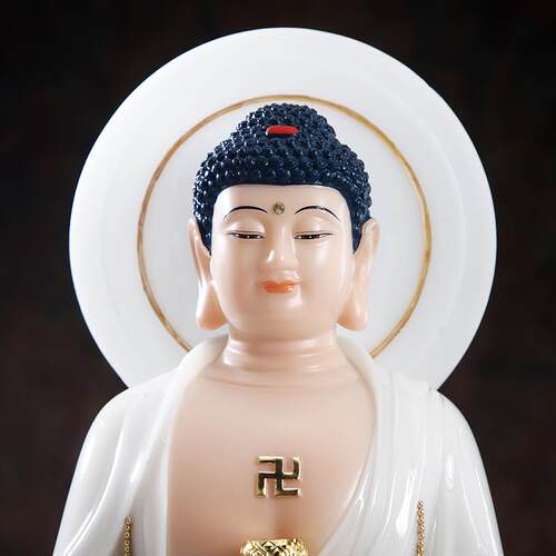 汉白玉西方三圣佛像供奉阿弥陀佛接引像南海观音菩萨大势至摆件