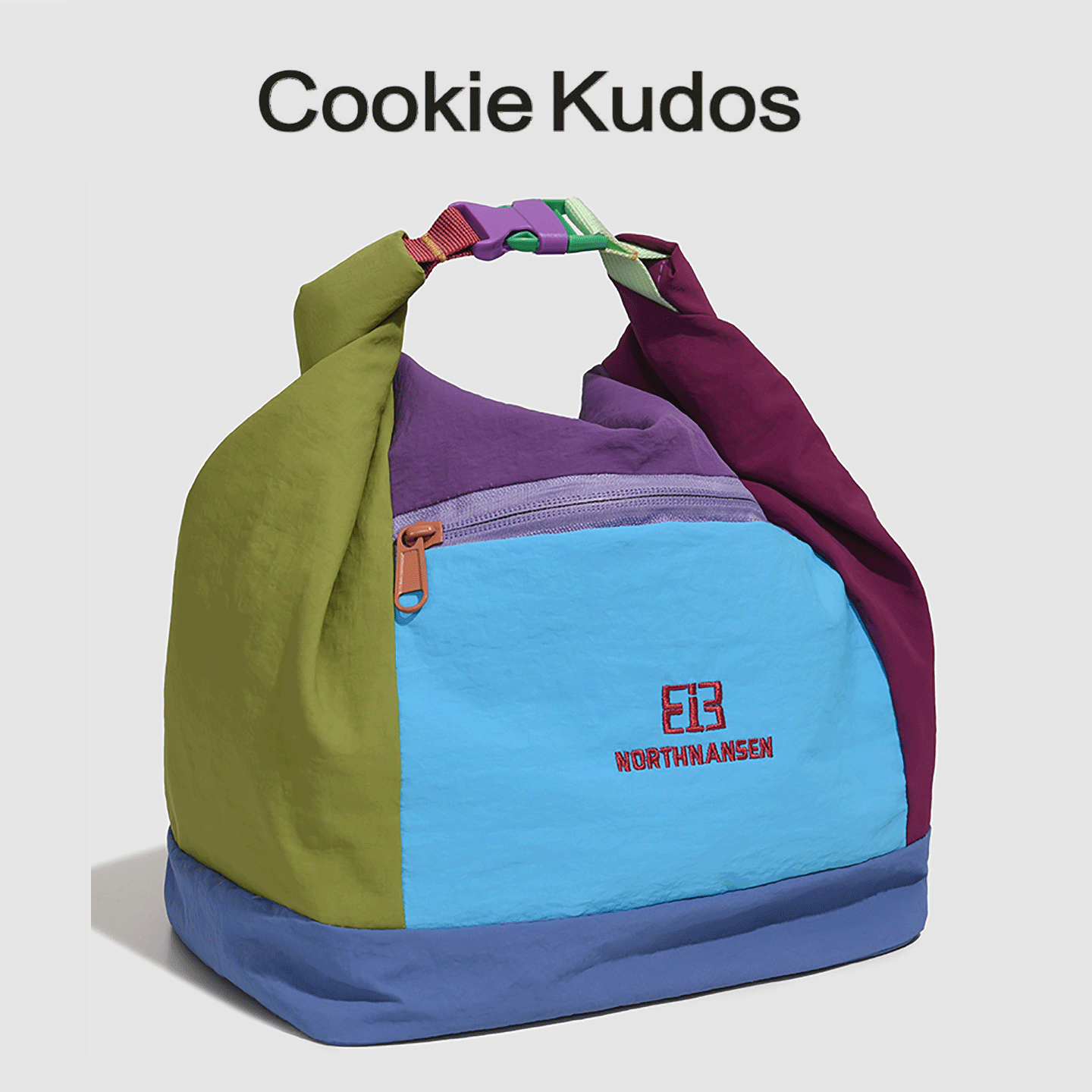 Cookie Kudos多巴胺撞色拼接手提包女大容量便携化妆包轻便收纳包