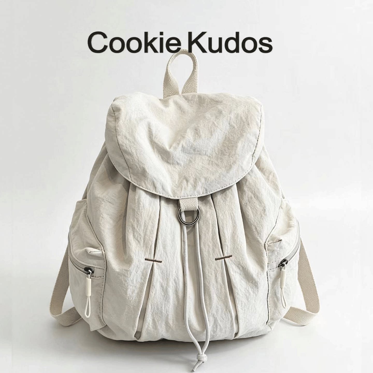 Cookie Kudos简约风大容量双肩包女学生百搭轻便抽绳休闲通勤背包