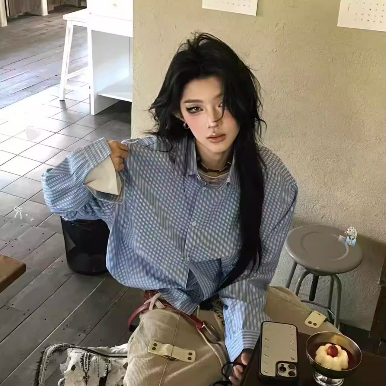 MSN高智感复古条纹长袖衬衫