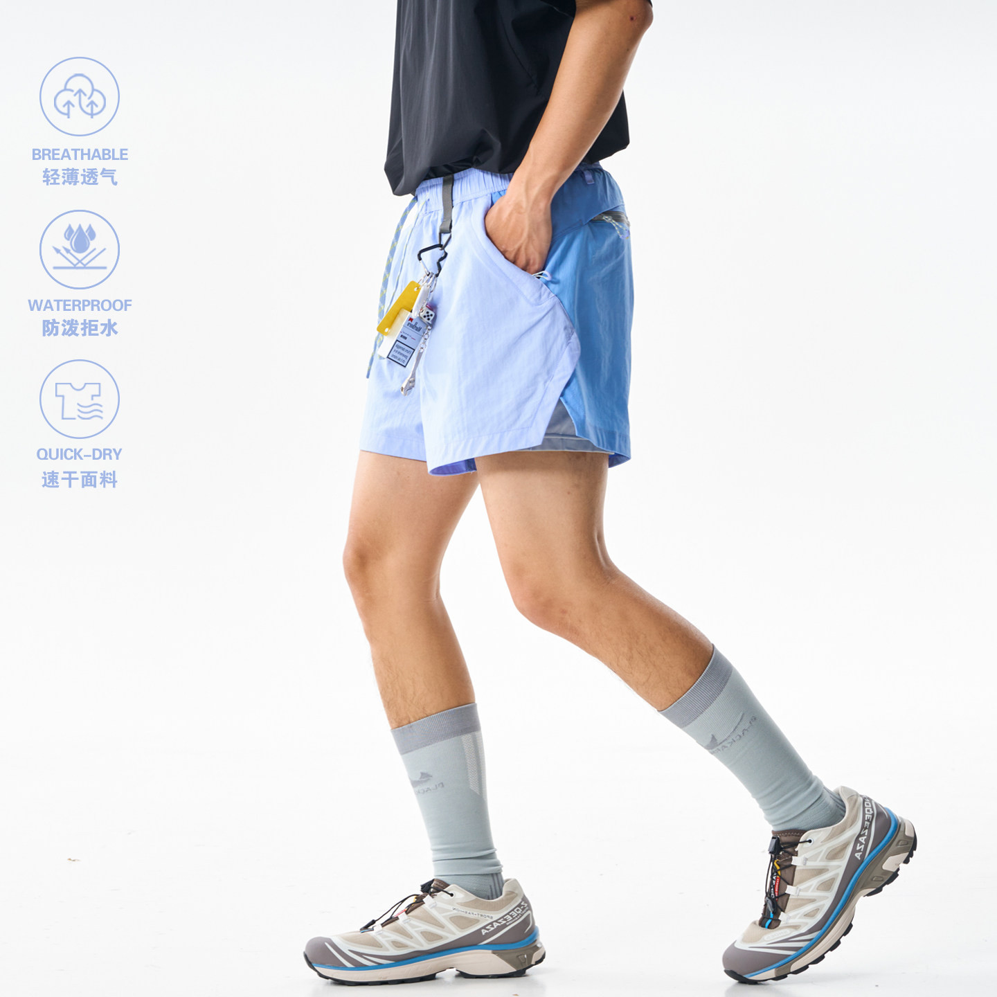 登山徒步运动吸湿速干机能短裤男女夏户外透气宽松休闲跑步慢跑裤