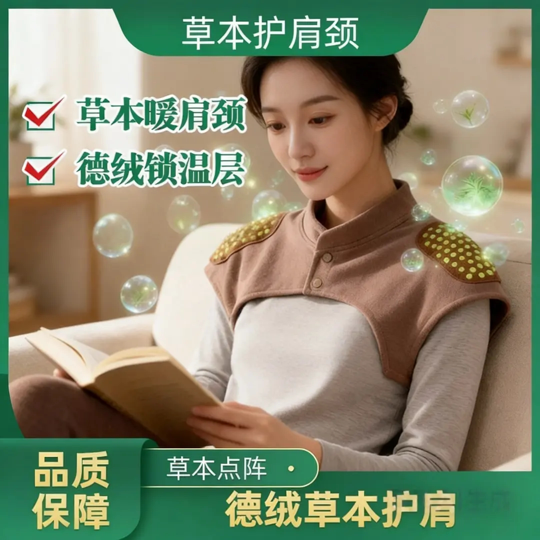 妙元气德绒草本护肩艾草点阵自发热空调房中老年月子居家睡觉保暖