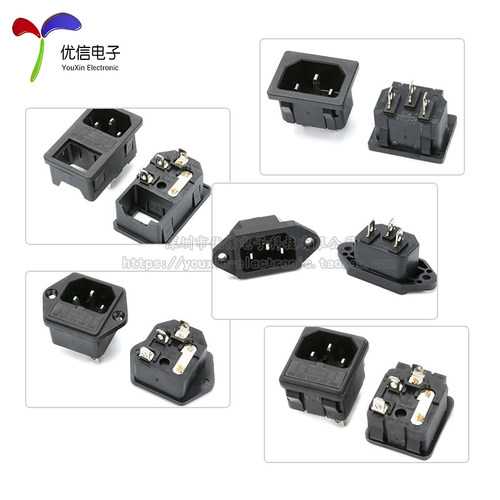 AC电源插座 3PAC/AC-05/SP-861/862 带耳/带保险管座5*20MM 三脚