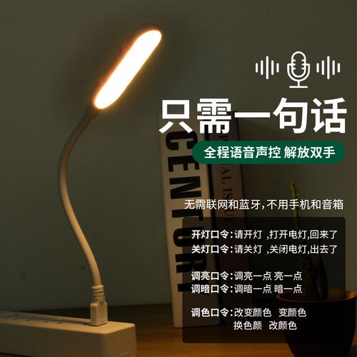智能语音声控感应小夜灯usb插电卧室宿舍睡眠灯儿童护眼床头台灯
