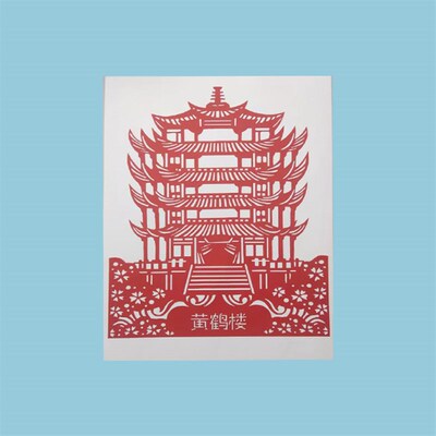 四大明楼古建筑剪纸电子版刻纸窗花打印稿半成品手工宣纸成品画