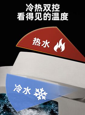 304不锈钢冷热方形水龙头单孔台上盆水池洗手盆单把瀑布面盆龙头