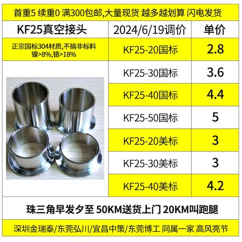 KF25真空焊接头304不锈钢快装法兰接头卡盘接头KF16  KF40 KF50