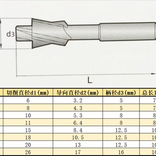 高速钢沉孔刀M3-M16 白钢导柱直柄定位平底锪钻螺丝沉钻头沉孔刀