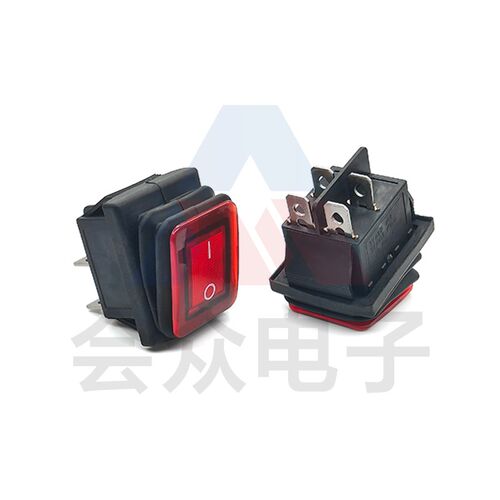 KCD4防水一体带灯红色船型开关4脚2档16A/20A大功率船形125V-250V