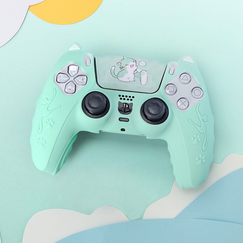 PS5手柄保护套猫耳硅胶套防滑防汗防尘送贴纸p5套送不留胶贴纸