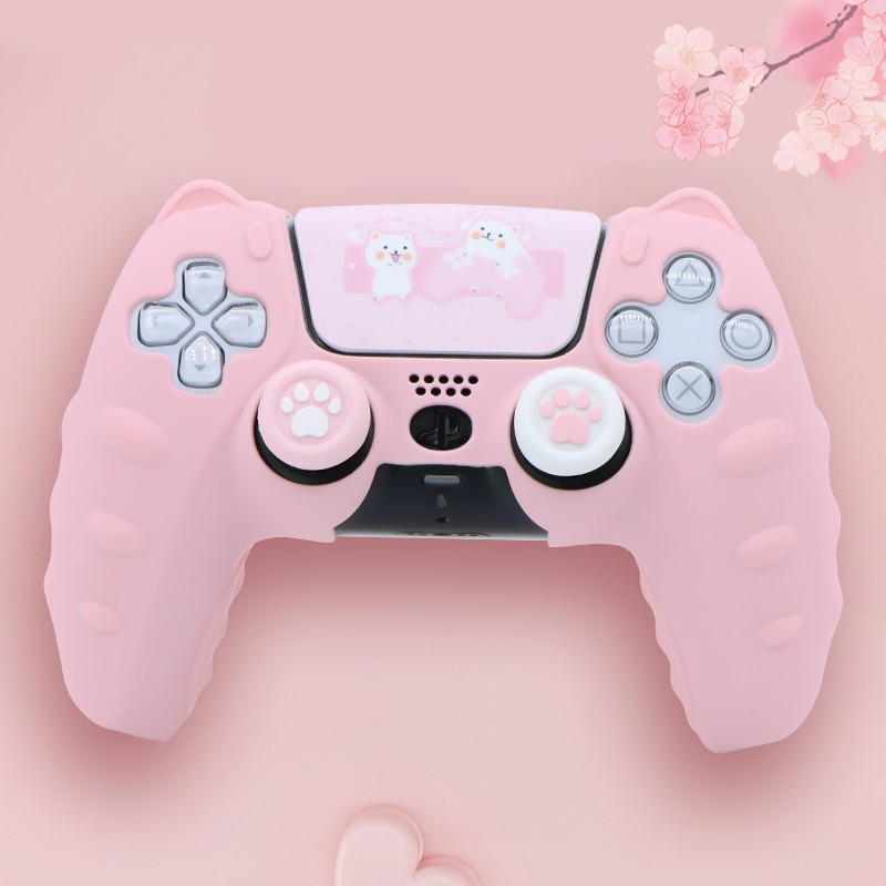 索尼SONY PS5手柄套保护套硅胶套可爱猫爪p5套送触屏贴纸