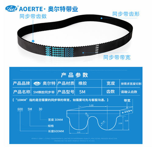 橡胶同步带5M-1050/1060/1070 圆弧齿皮带 齿型带 工业皮带传送带