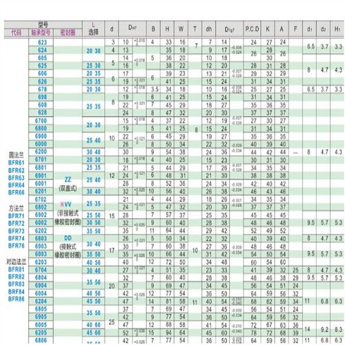 BFR61/62/63/64/66-6006/6207/6206/6806/6906DD/VV/ZZ-L25/30/35