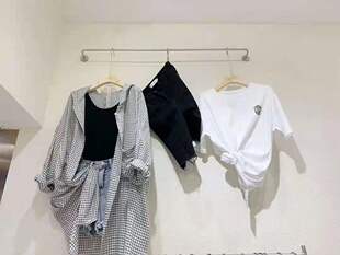 服装店展示架标配衣服架子男女装店上墙实心正挂童装店不锈钢银色