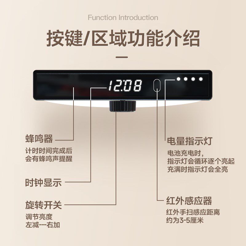 松潮智能充电手扫橱柜灯无线led厨房感应灯带自粘手办柜氛围灯条