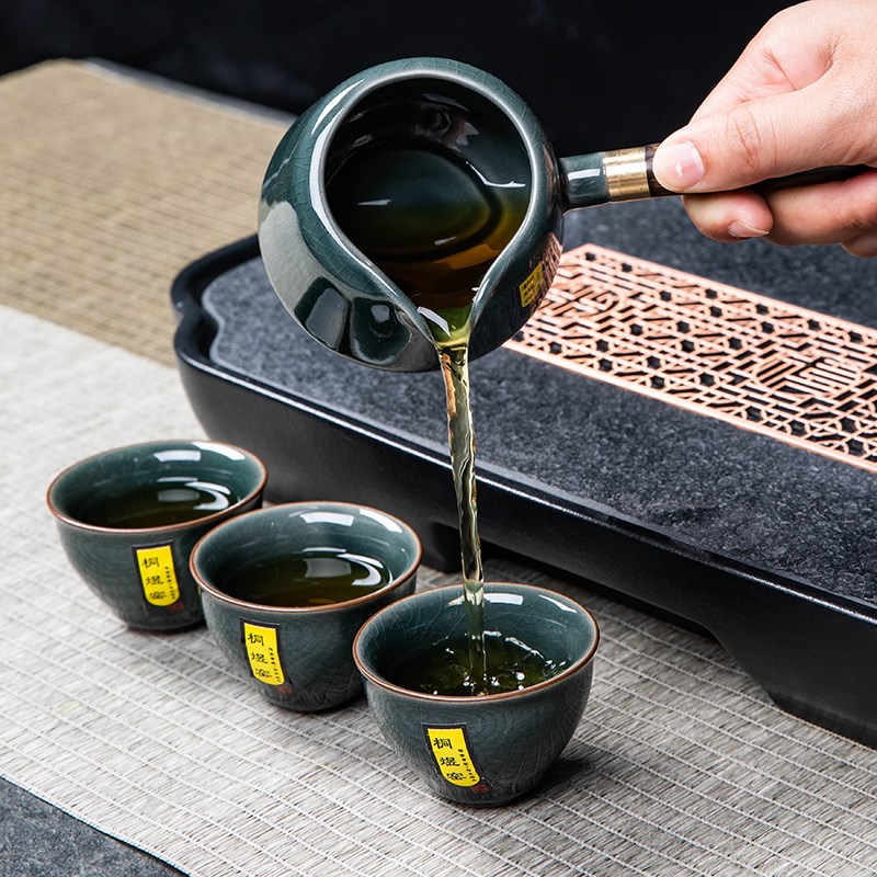 冰裂釉哥窑功夫茶具套组陶瓷开片盖碗泡茶壶茶杯办公室会客泡茶具