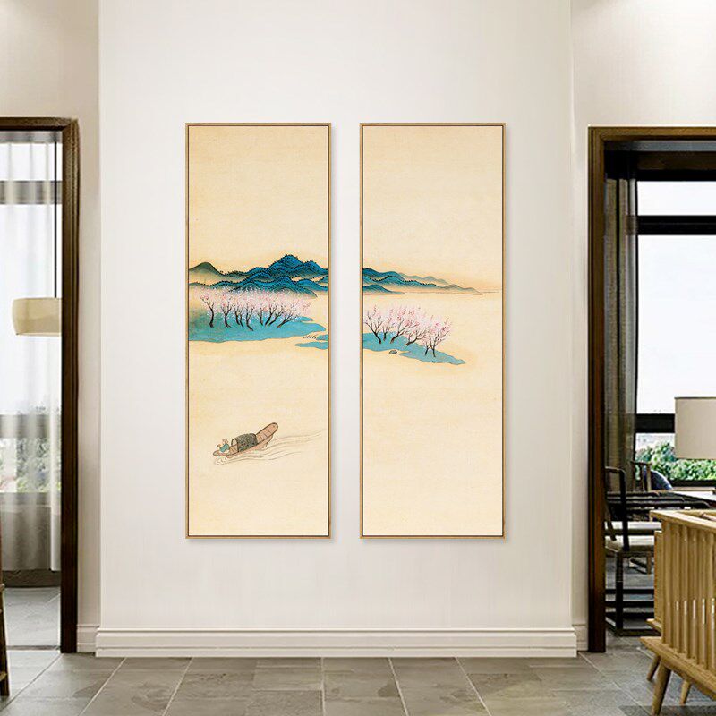 水墨宣言新中式极简装饰画清代恽寿平山水画茶室书房挂画玄关墙画
