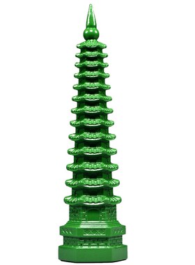 绿色木质雕刻13层文昌塔摆件9层11层文昌塔客厅书桌装饰工艺品