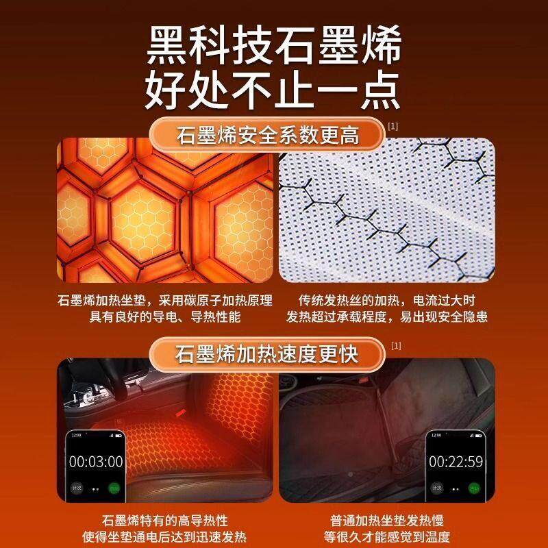 YJ-JRZD石墨烯V汽车加热坐冬垫季122V车载改装毛绒保暖单座椅后排