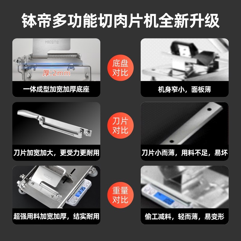 切肉片机家用羊肉卷肥牛切片机304不锈钢摆摊多功能切刨冻肉神器