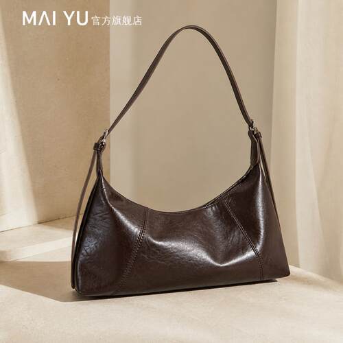 MY高级质感软皮单肩腋下包女2026新款春夏简约百搭通勤斜挎饺子包