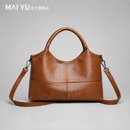MY手拎包女时尚简约软皮中年妈妈包百搭单肩斜挎包轻便通勤大容量