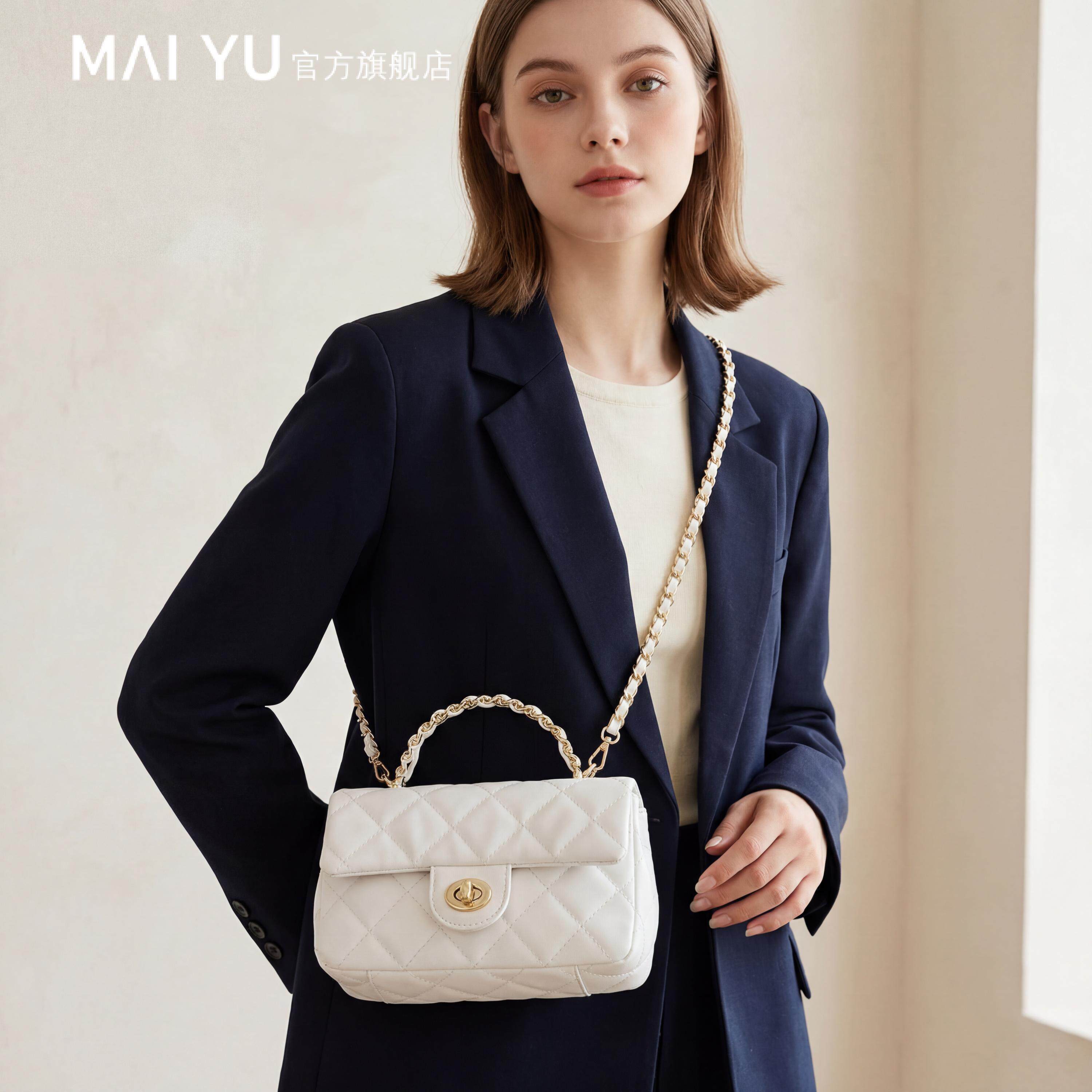 MY小香风小包包女新款感包时尚菱格锁扣气质女生手提单肩斜挎包