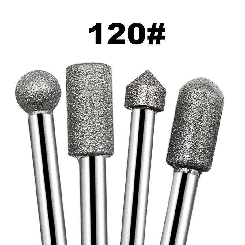 金刚砂磨棒120目玉石翡翠玻璃雕刻工具金刚石磨头20件套6mm柄磨针