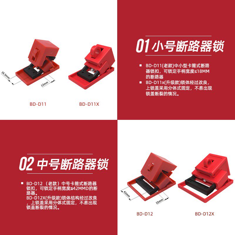 【改良版】新型卡箍式断路器锁手柄宽42MM空开锁具BD-D12X