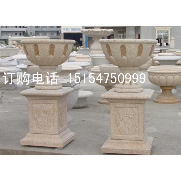 艺公司定做小区别雕墅石圣花盆黄锈石花盆材花125478盆石定制
