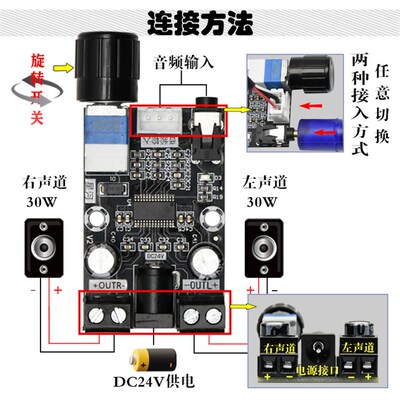 XH-A240 高清小型数字功放板TPA3110D2音频放大板模块双30W通用型