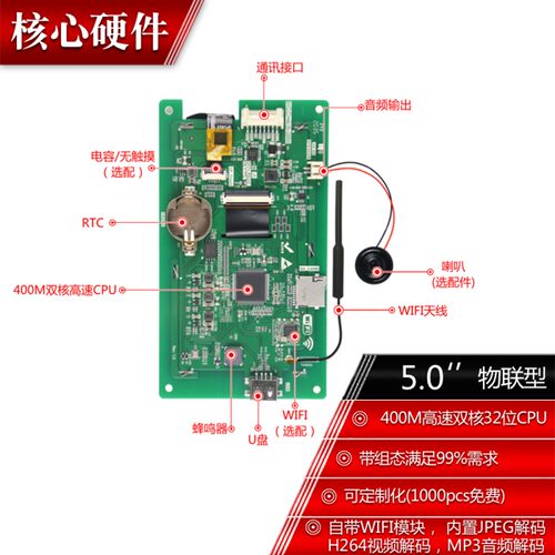广州大彩 5寸高清IPS串口屏 物联型 720*1280 触摸显示液晶屏
