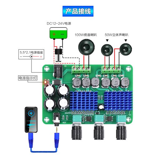 XH-A311 全新数字功放板TDA3116D2大功率2.1声道放大板方案设计