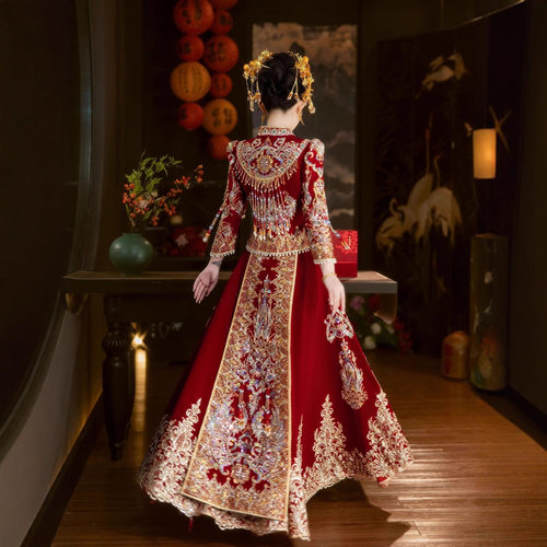 2026新款新娘秀禾服嫁衣重工凤冠霞帔嫁衣中式奢华结婚礼服秀禾服