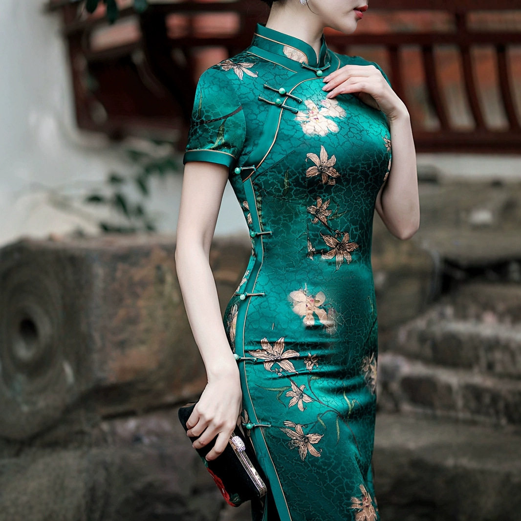 2026新款真丝香云纱中长款高考妈妈日常手工桑蚕丝女新中式复
