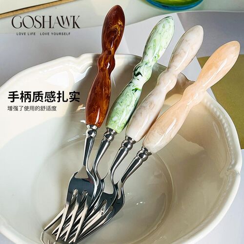 GOSHAWK西餐刀叉不锈钢叉子西餐具套装水果叉甜品勺家用餐具2件套