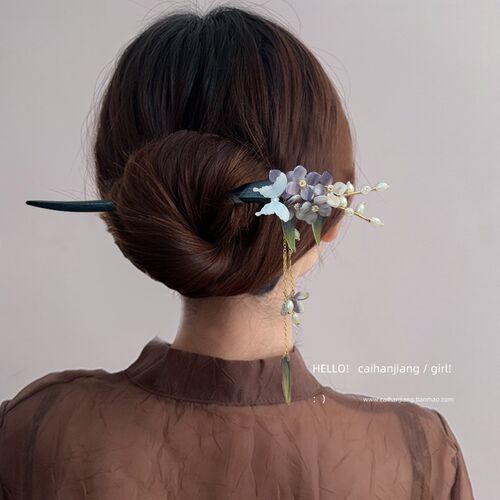 遥忆紫藤垂~紫藤花流苏发簪女夏蝴蝶鬓簪子古风汉服步摇盘发器