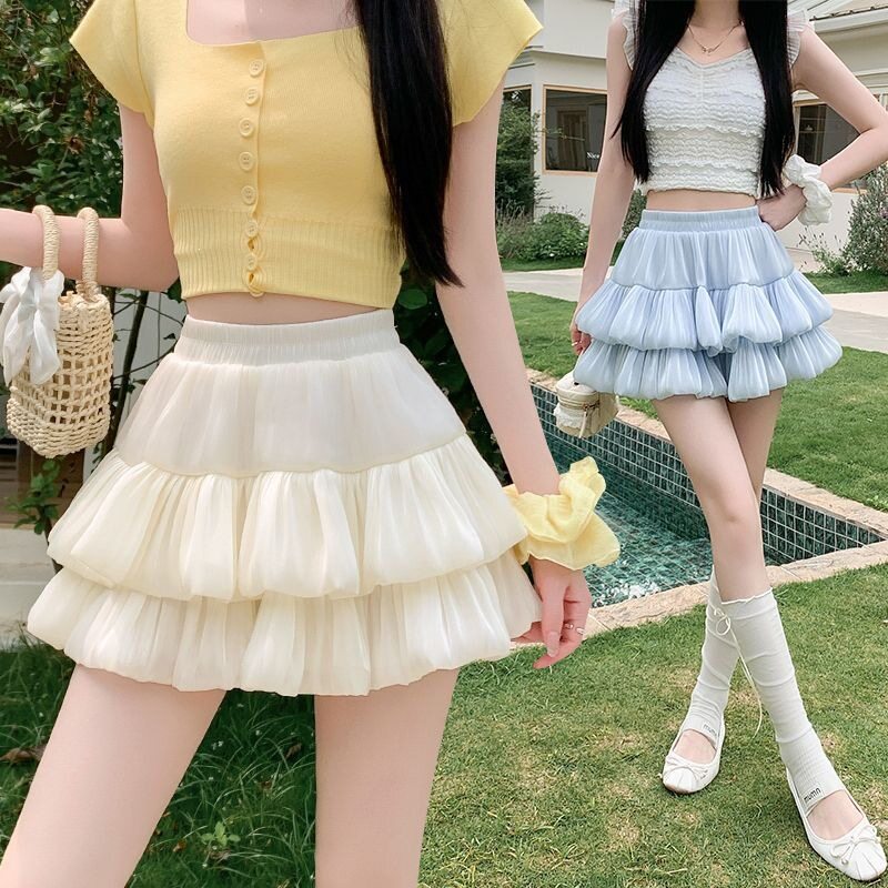 春夏甜美高腰显瘦蛋糕半身裙