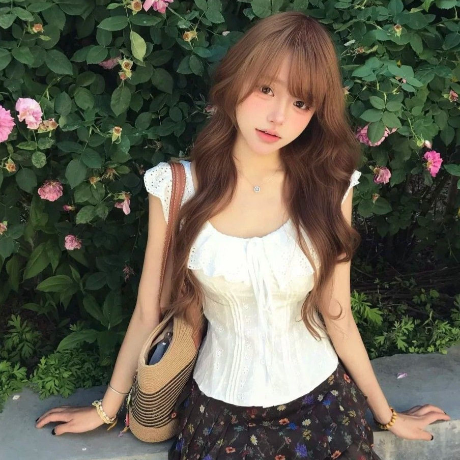 夏季法式甜美荷叶边显瘦短袖衬衫