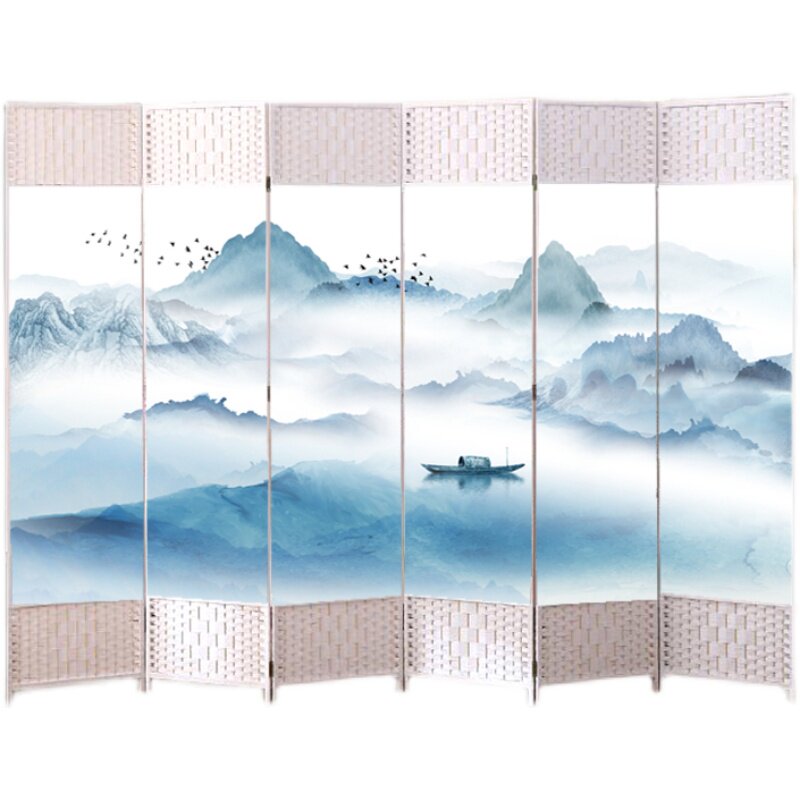 现代简约白色屏风隔断客厅移动家用墙遮挡进门卧室可折叠隔断玄关