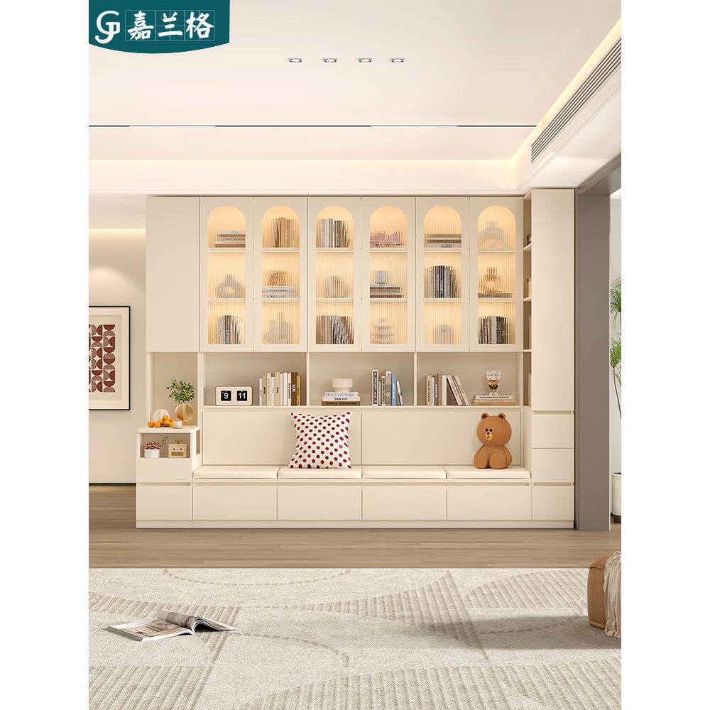 定制客厅沙板发书柜9F61-1集成墙顶组合璃玻门落甲地展示柜9F61-1