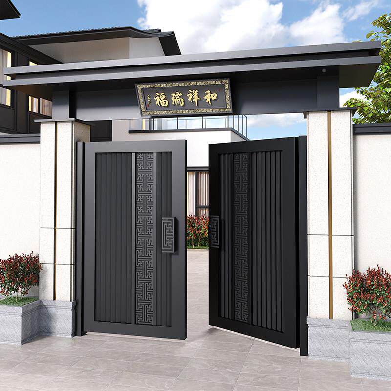新中式铝合金庭院大门别门墅大门村自建农房大院定子围墙门楼做