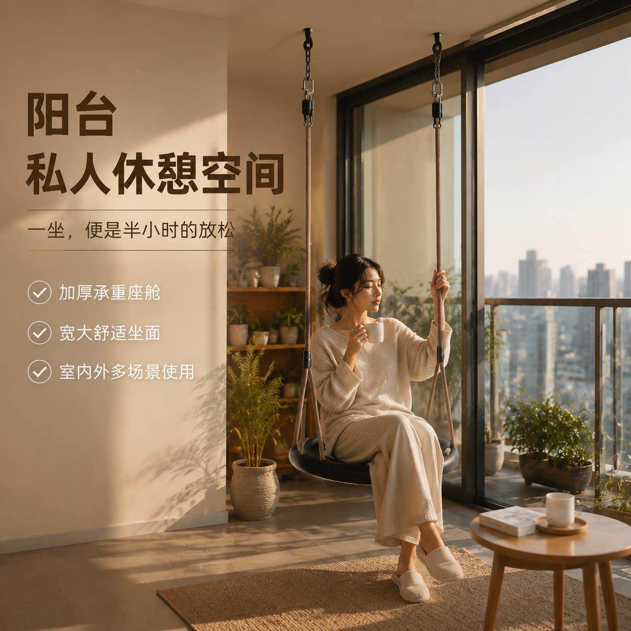 007儿童秋千成悬挂座椅户外荡秋千人阳室内挂悬吊椅家庭院台家用