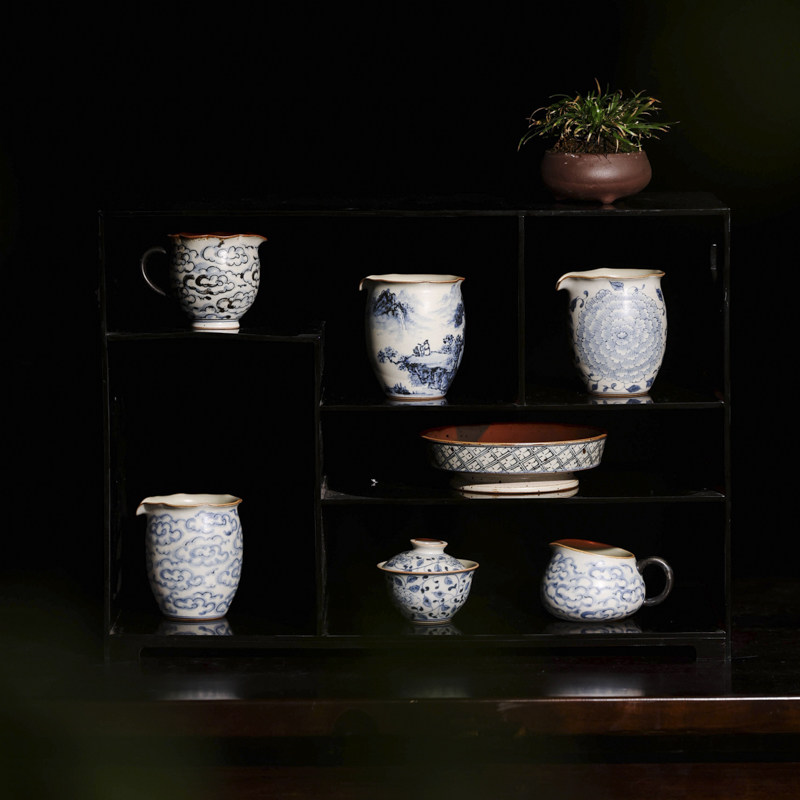 【朴云堂青花手绘杯】分手工茶道茶器公道配件