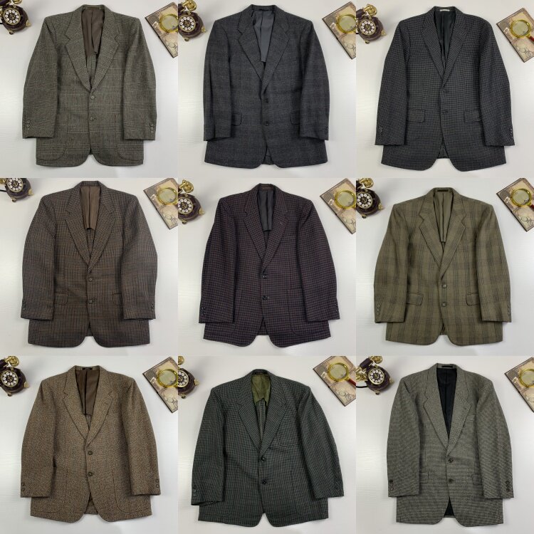vintage古着日制粗花呢男女西装Harris Tweed呢秋冬厚款外套-55