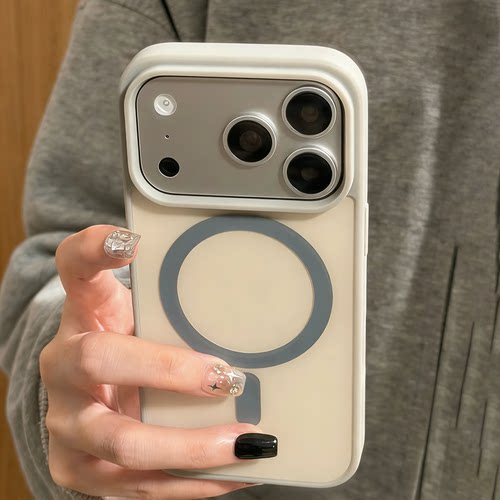 MagSafe磁吸肤感撞色适用苹果18/17promax手机壳iphone16pro新款15磨砂高级简约纯色14情侣13/12全包防摔保护