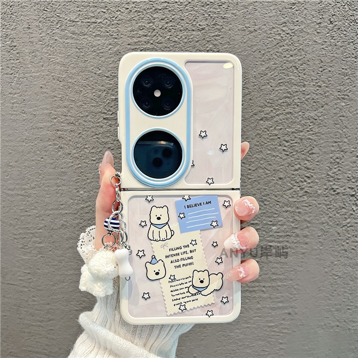 可爱小白狗折叠便签手机壳